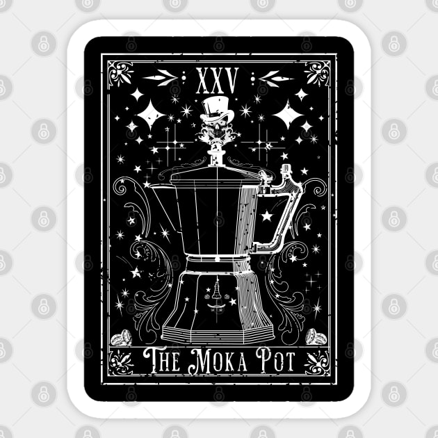 The Moka Pot Coffee Tarot Card Sticker by H. R. Sinclair